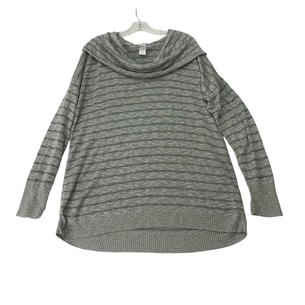 Sweet & Sinful Womens XXL Silver Shimmer 2XL Cowl Neck Oversized Sweater Tunic